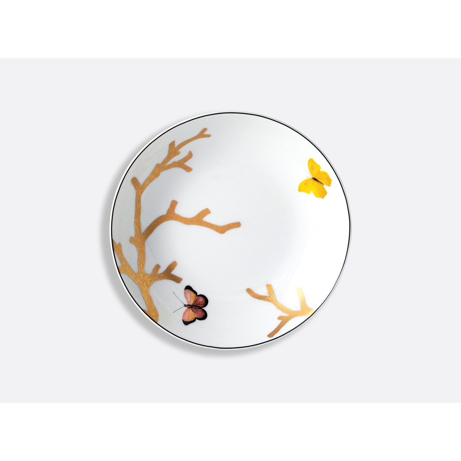 Bernardaud Coupe soup 7.5", Limoges porcelain, Aux Oiseaux collection, on a white background