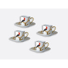 Bernardaud Espresso cup and saucer 3 oz, Limoges porcelain, Aux Oiseaux collection, detail view