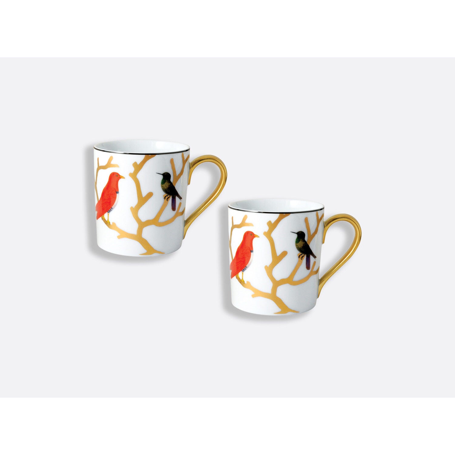 Bernardaud Mug 12 oz, Limoges porcelain, Aux Oiseaux collection, detail view