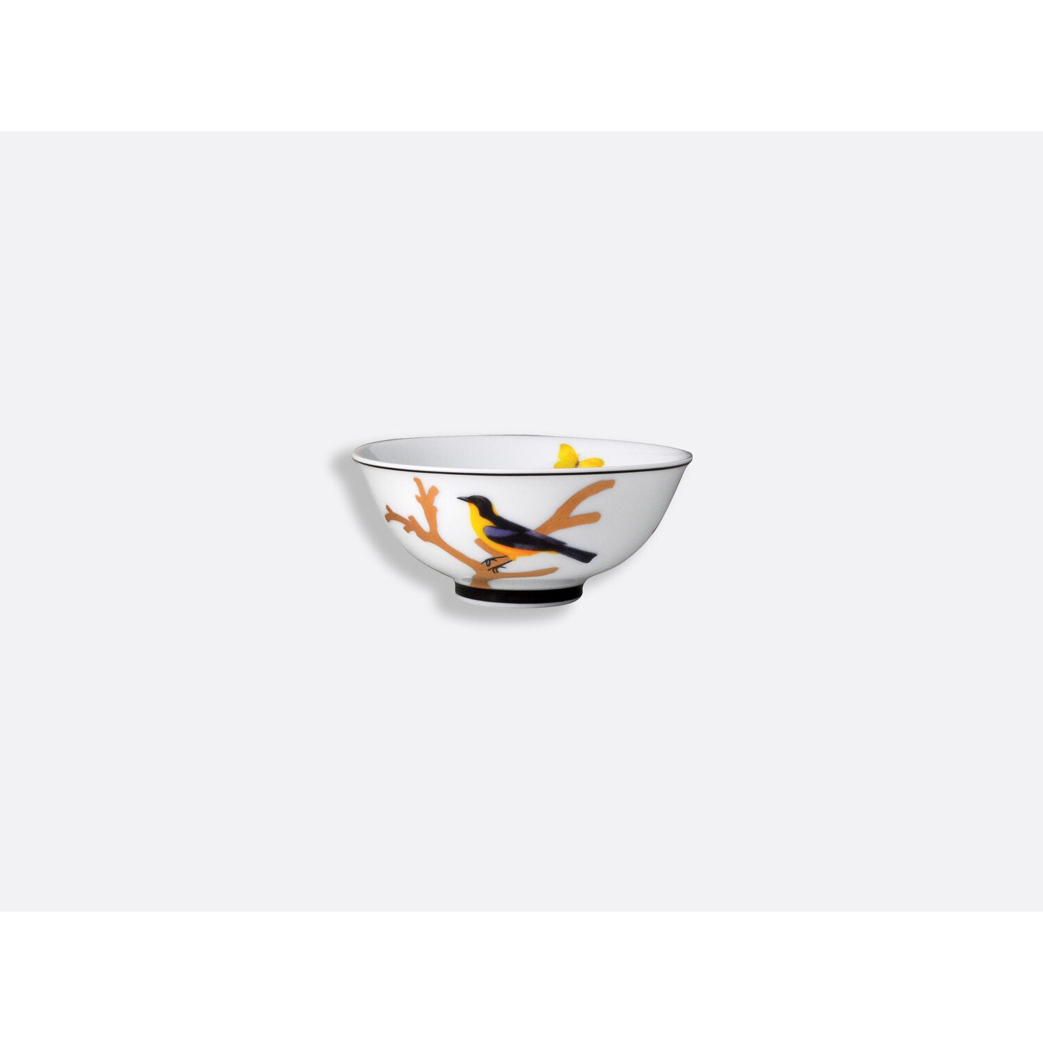 Bernardaud Soup bowl 4.5", Limoges porcelain, Aux Oiseaux collection, on a white background