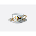 Bernardaud Tea cup and saucer 4.5 oz, Limoges porcelain, Aux Oiseaux collection, on a white background
