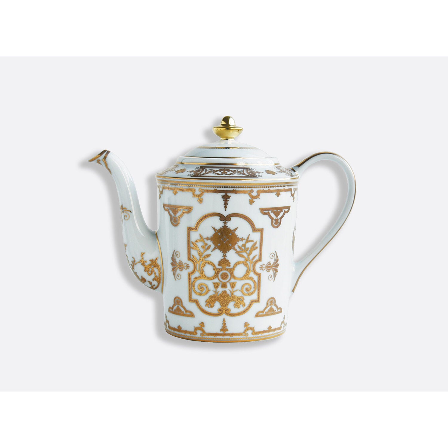 Bernardaud Coffee pot 12 cups 34 oz, Limoges porcelain, Aux Rois Or collection, on a white background