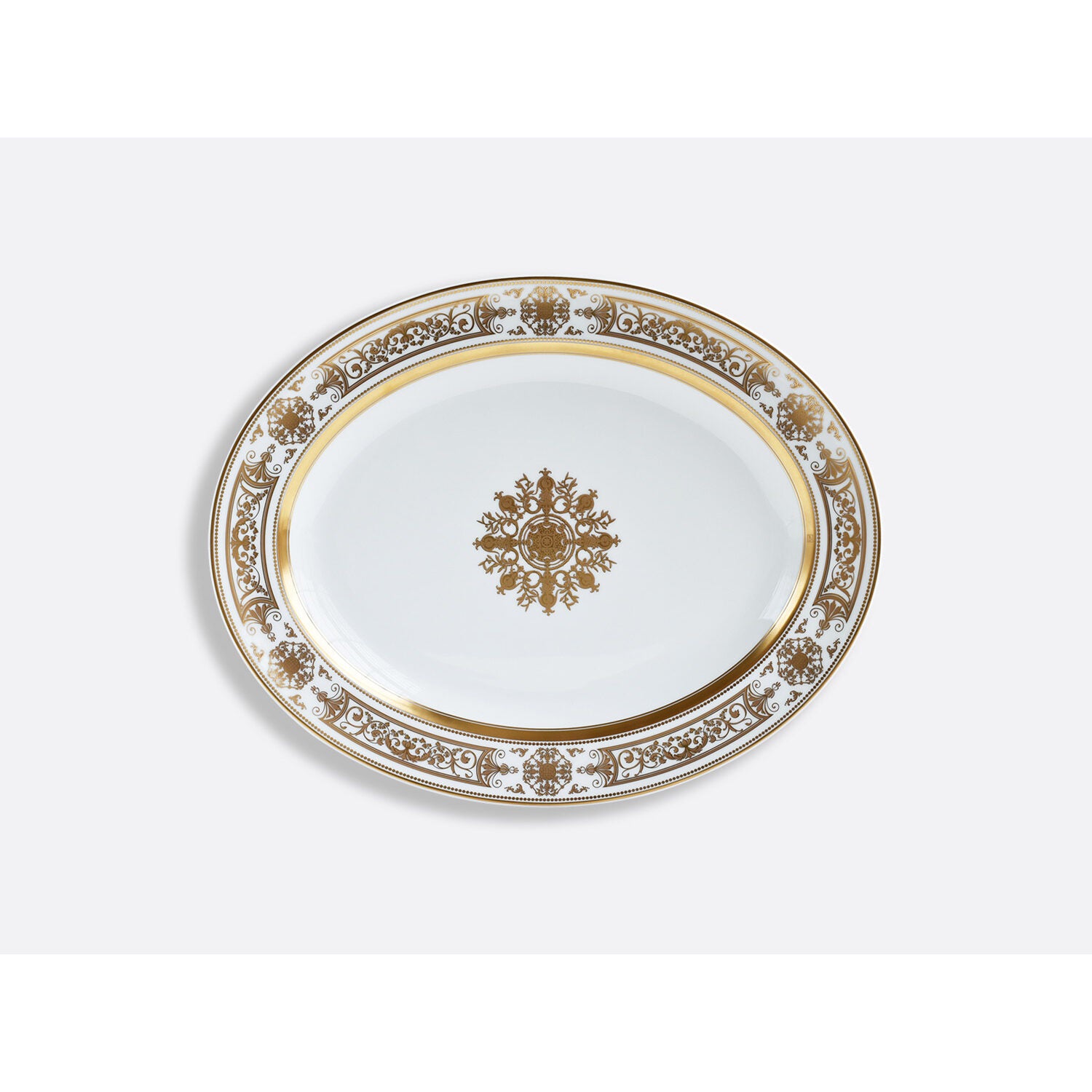 Bernardaud Oval platter 15", Limoges porcelain, Aux Rois Or collection, on a white background