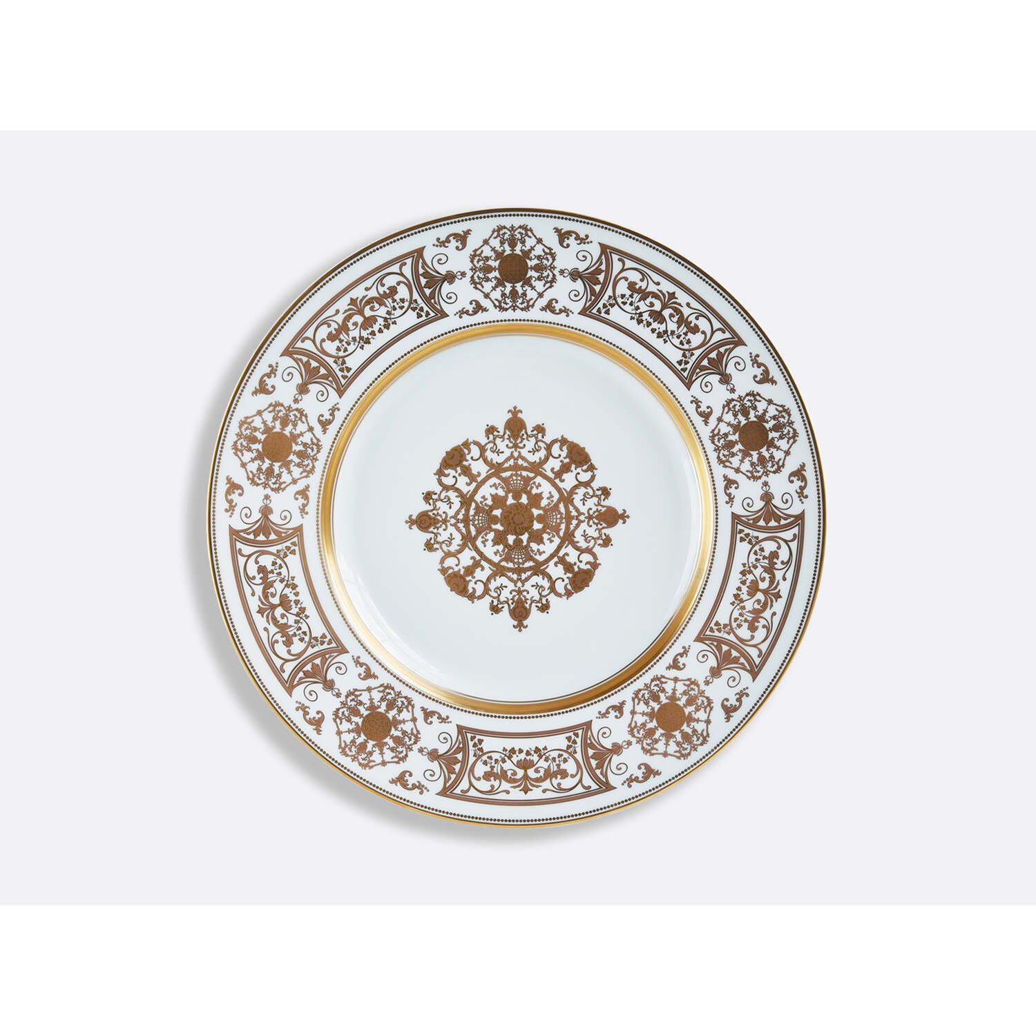 Bernardaud Oversized service plate 12.5", Limoges porcelain, Aux Rois Or collection, on a white background