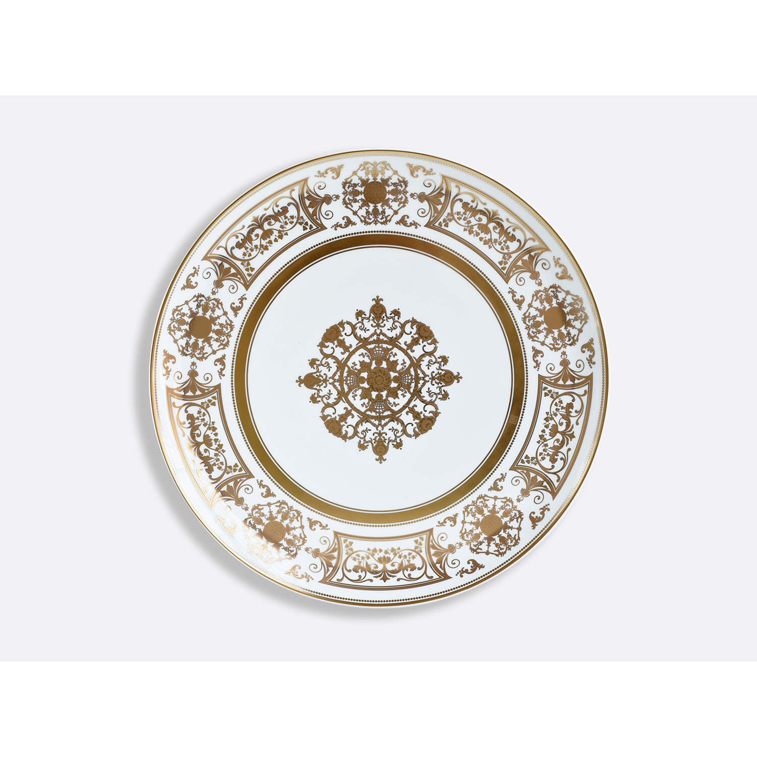 Bernardaud Round tart platter 13", Limoges porcelain, Aux Rois Or collection, on a white background