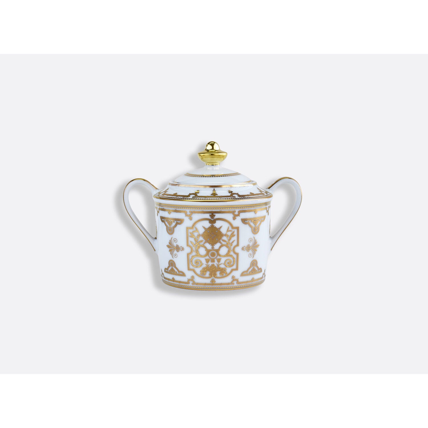 Bernardaud Sugar bowl 6 cups 6.8 oz, Limoges porcelain, Aux Rois Or collection, on a white background