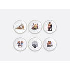 Bernardaud Gift box set of 6 assorted dinner plates 10.6" and 6 salad plates 8.3", Limoges porcelain, Banality Series - Jeff Koons collection, on a white background