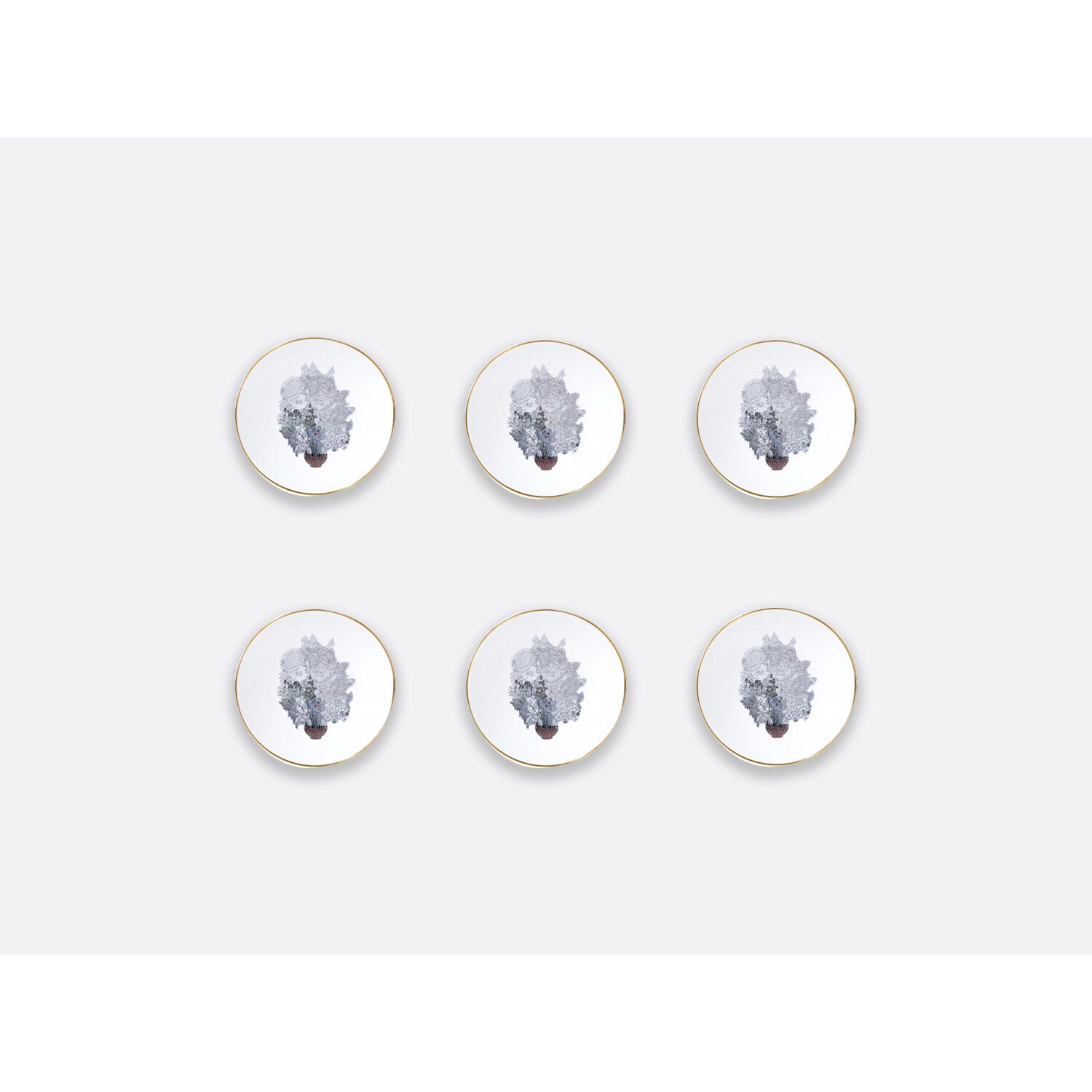 Bernardaud Gift box set of 6 coupe soup plates 7.5", Limoges porcelain, Banality Series - Jeff Koons collection, on a white background