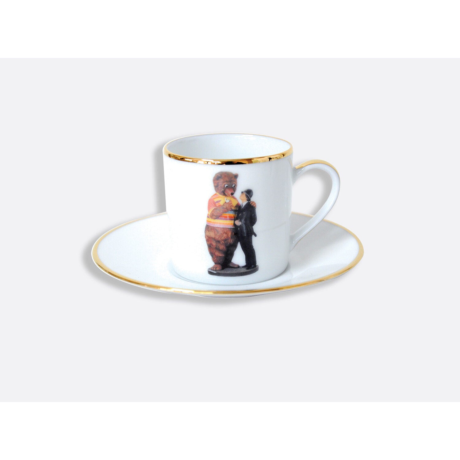 Bernardaud Gift box set of 6 espresso cups 3 oz and saucers, Limoges porcelain, Banality Series - Jeff Koons collection, detail view