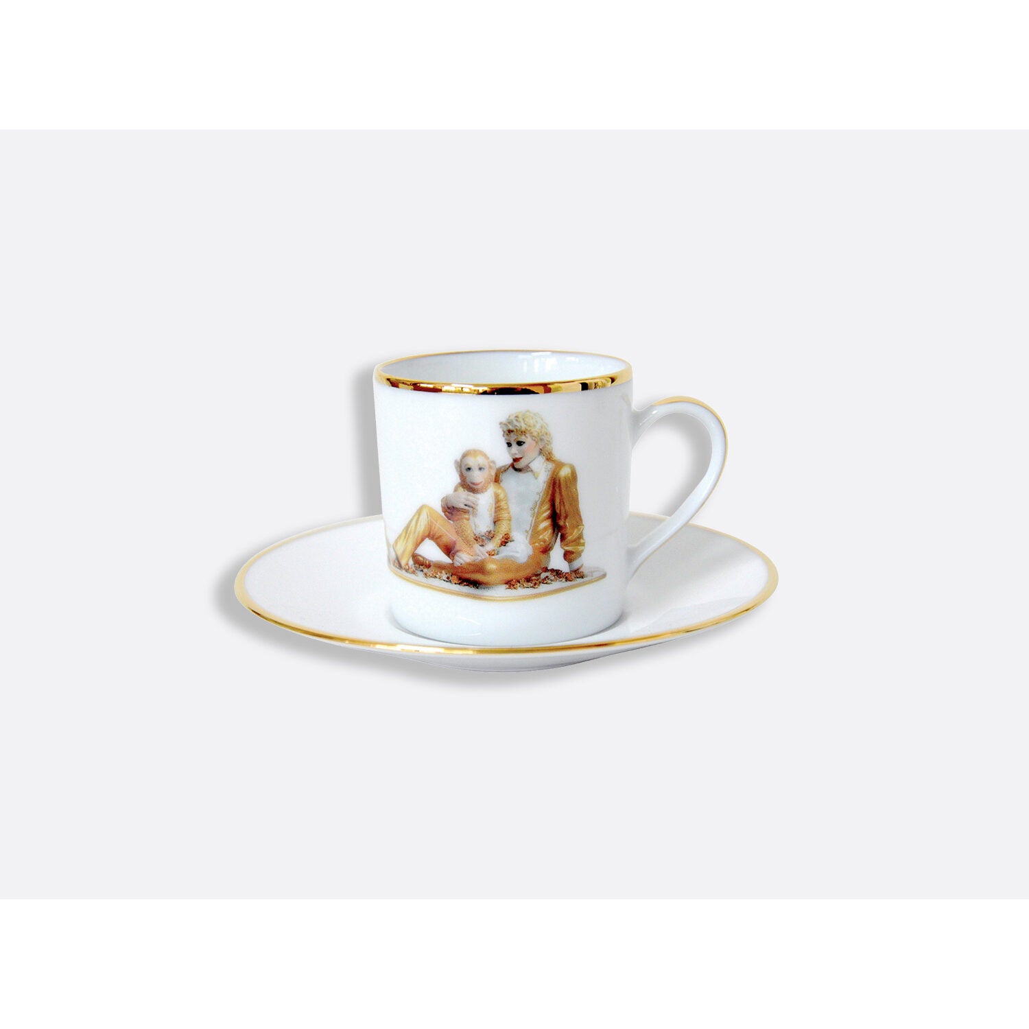 Bernardaud Gift box set of 6 espresso cups 3 oz and saucers, Limoges porcelain, Banality Series - Jeff Koons collection, detail view