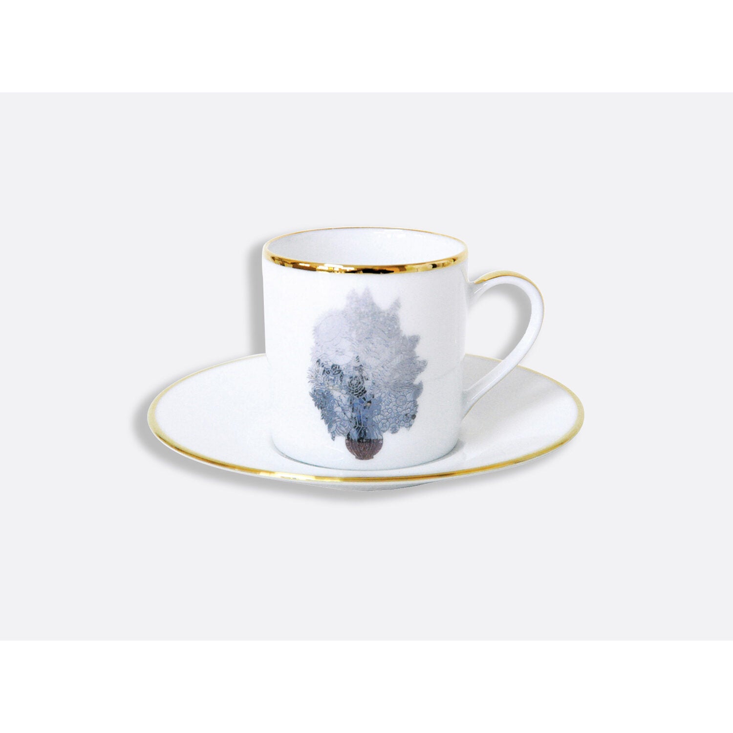 Bernardaud Gift box set of 6 espresso cups 3 oz and saucers, Limoges porcelain, Banality Series - Jeff Koons collection, detail view
