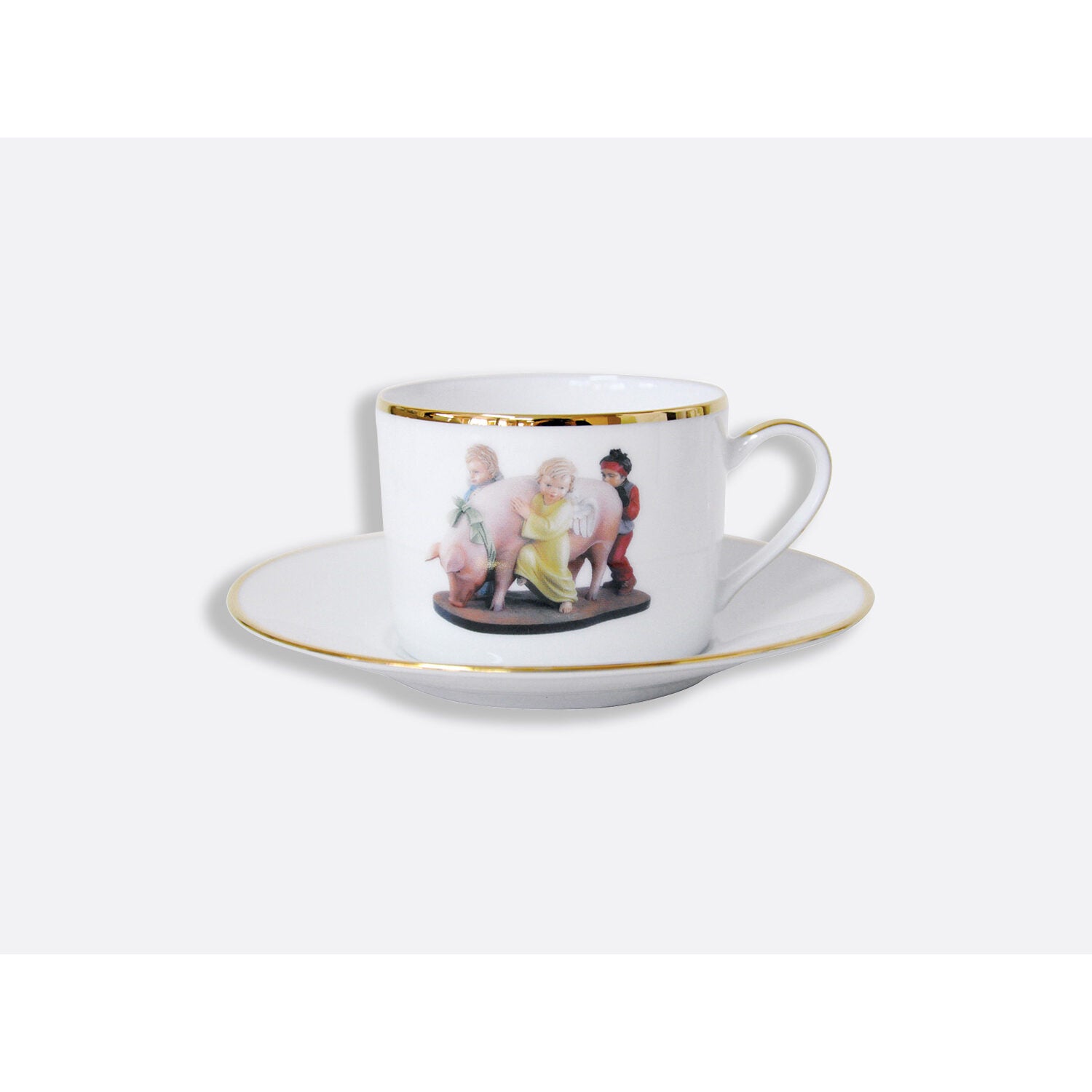 Bernardaud Gift box set of 6 tea cups 3 oz and saucers, Limoges porcelain, Banality Series - Jeff Koons collection, detail view