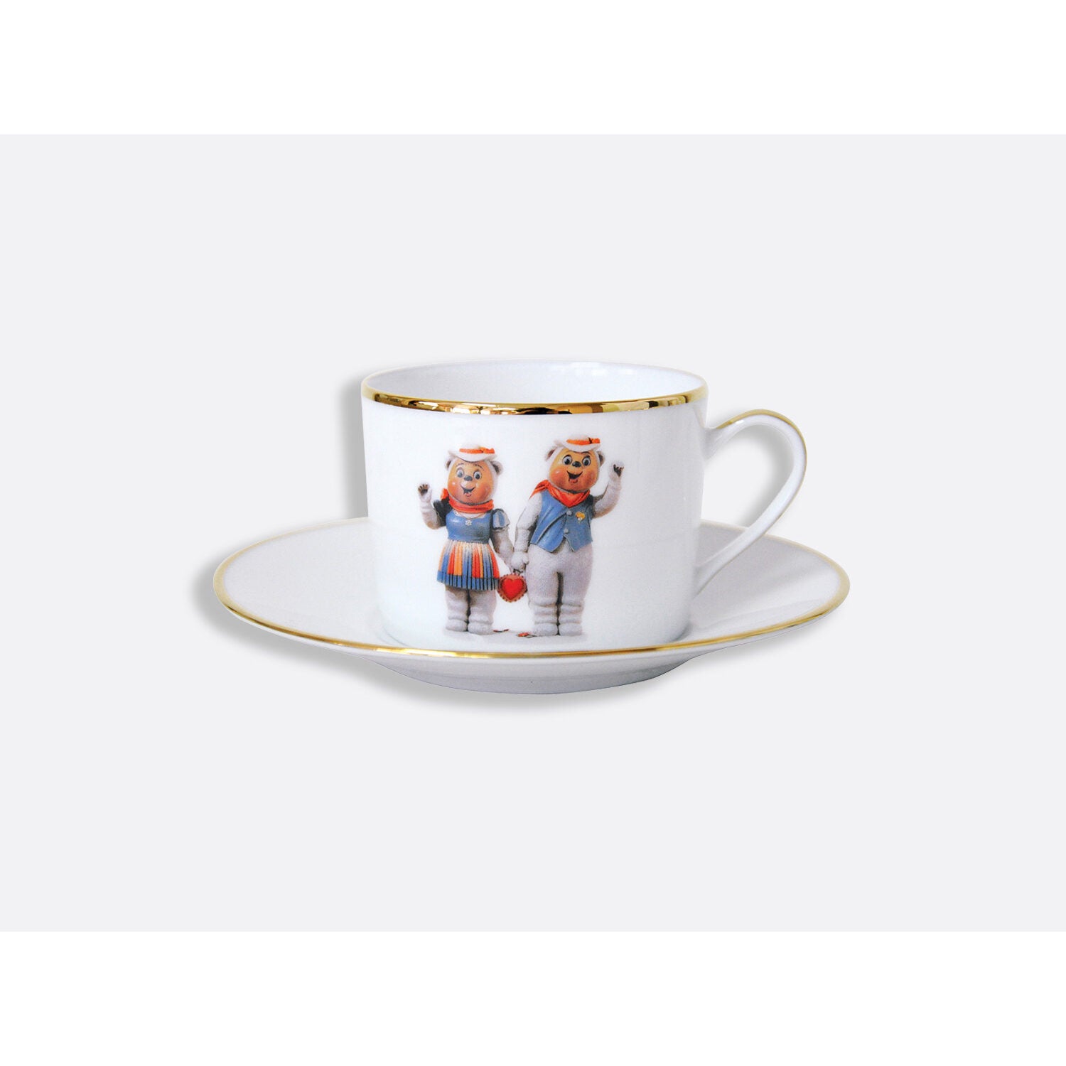 Bernardaud Gift box set of 6 tea cups 3 oz and saucers, Limoges porcelain, Banality Series - Jeff Koons collection, detail view