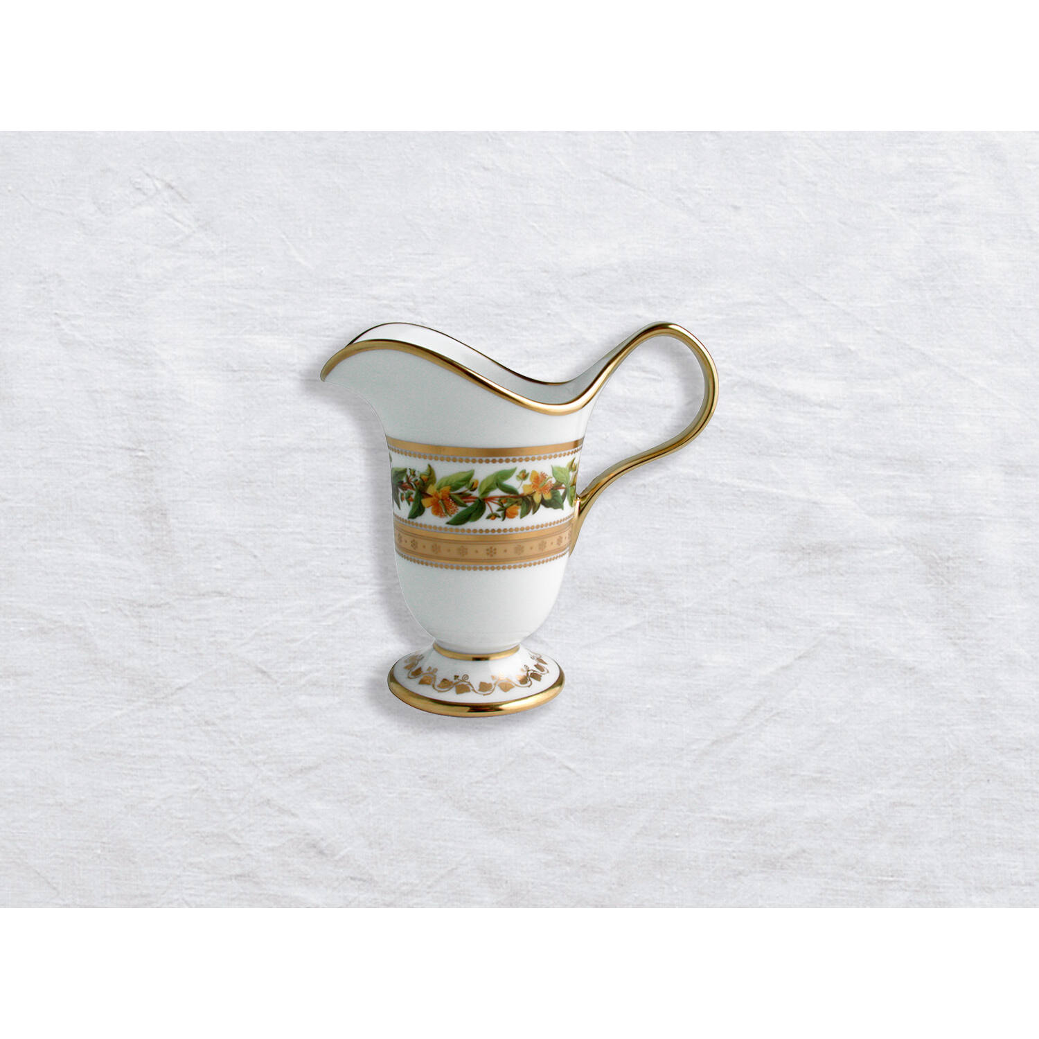 Bernardaud Creamer 6 cups, Limoges porcelain, Botanique collection, on a white background