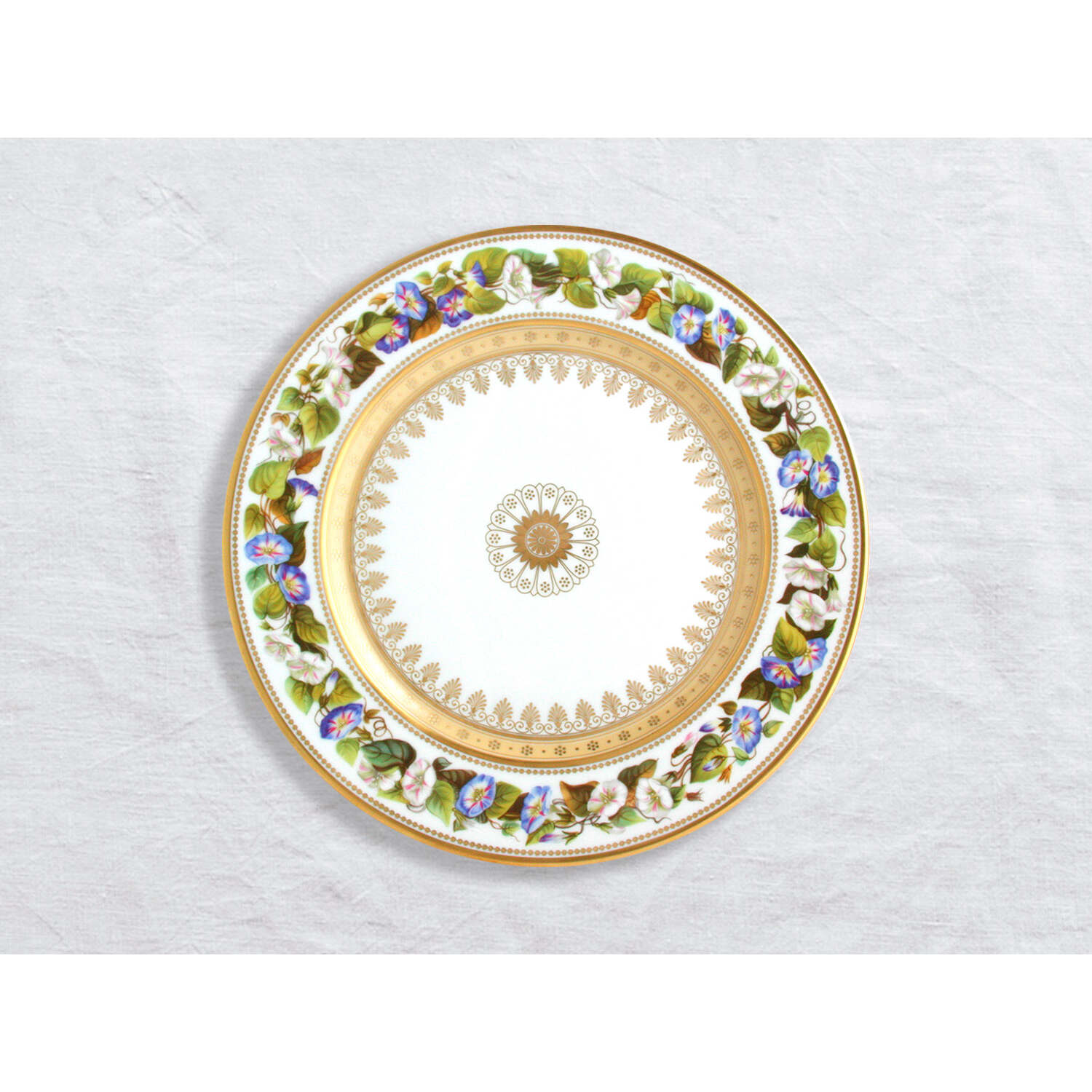 Bernardaud Dinner plate Morning glory 10.5", Limoges porcelain, Botanique collection, on a white background