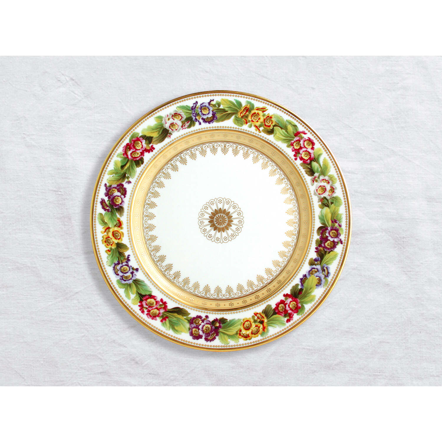 Bernardaud Dinner plate Primrose 10.5", Limoges porcelain, Botanique collection, on a white background