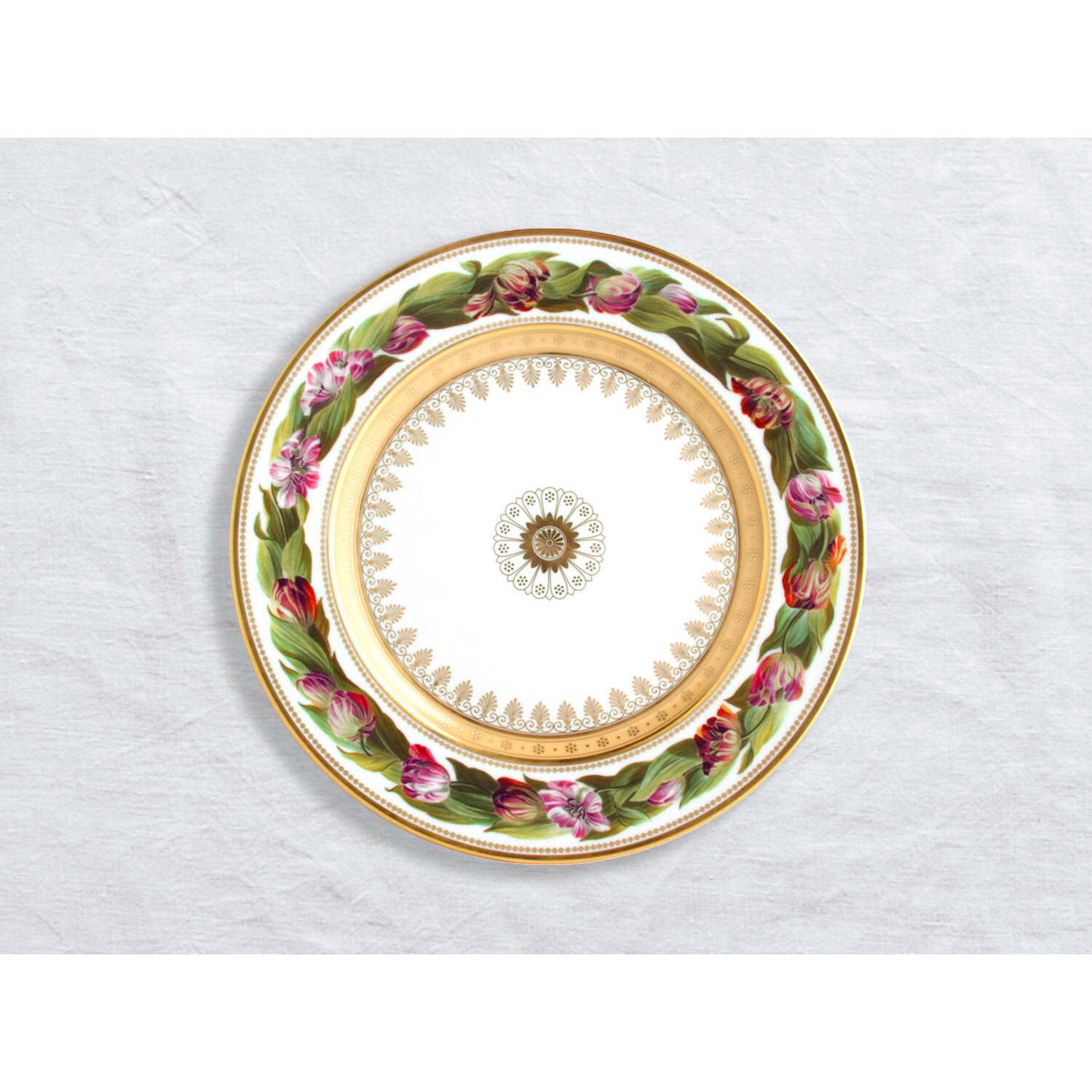 Bernardaud Dinner plate Tulip 10.5", Limoges porcelain, Botanique collection, on a white background