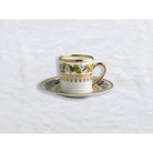Bernardaud Espresso cup and saucer, Limoges porcelain, Botanique collection, on a white background