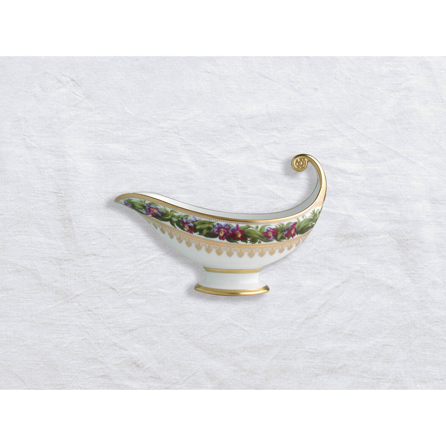 Bernardaud Gravy boat 8.5 oz, Limoges porcelain, Botanique collection, on a white background