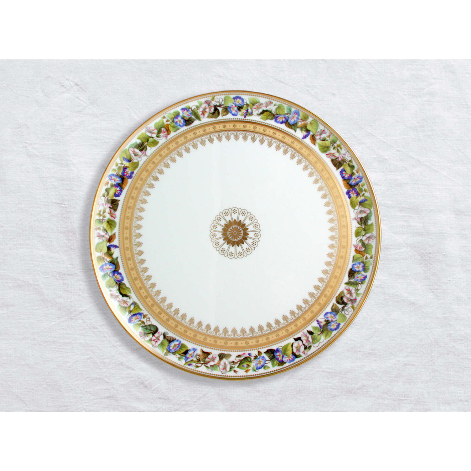 Bernardaud Round tart platter 13", Limoges porcelain, Botanique collection, on a white background