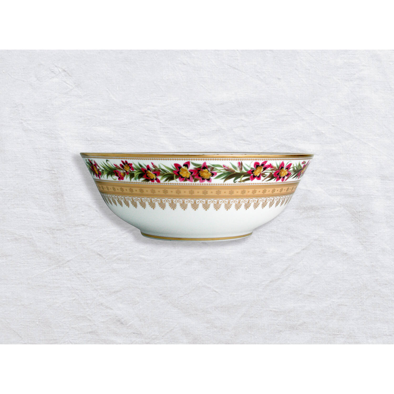 Bernardaud Salad bowl 57 oz 10", Limoges porcelain, Botanique collection, on a white background