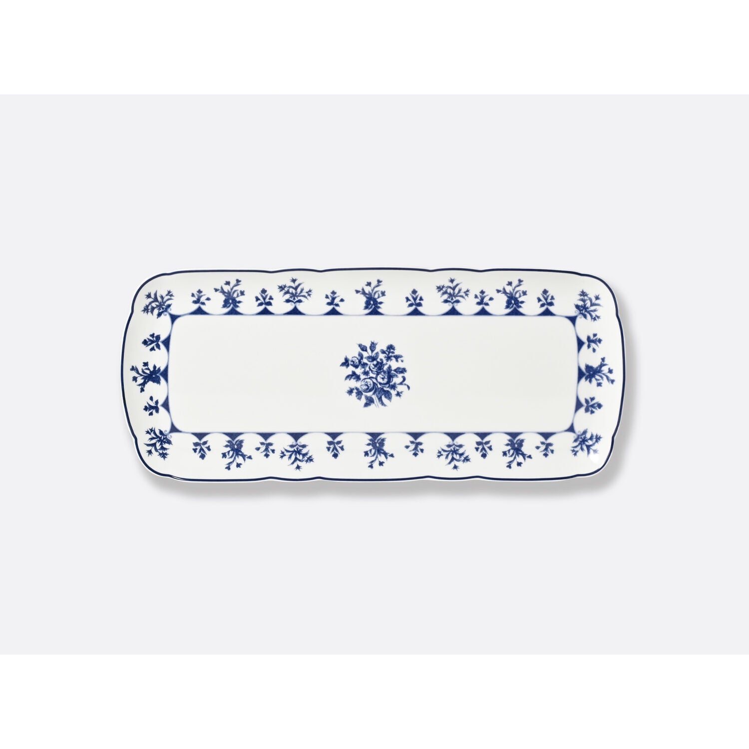 Bernardaud Rectangular cake platter 15", Limoges porcelain, Chateaubriand Couleur collection, on a white background