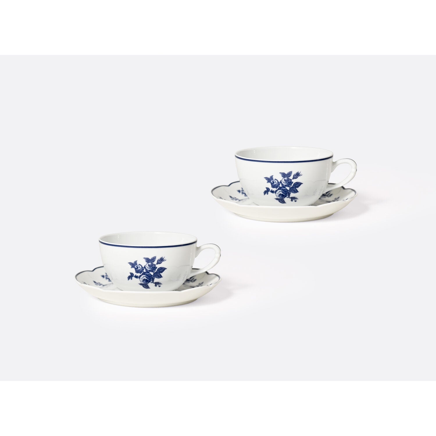 Bernardaud Tea cup and saucer gift box 4.5 oz, Limoges porcelain, Chateaubriand Couleur collection, detail view