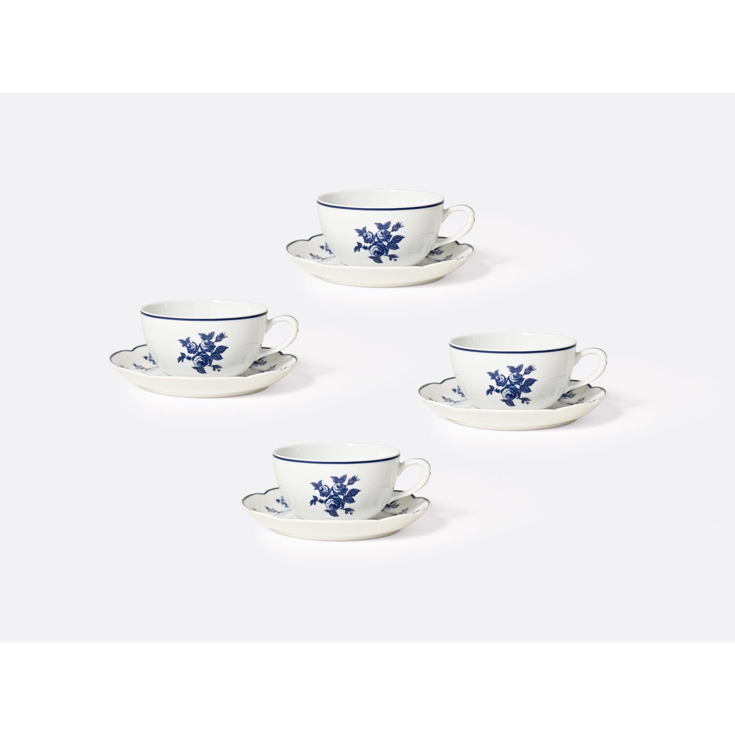 Bernardaud Tea cup and saucer gift box 4.5 oz, Limoges porcelain, Chateaubriand Couleur collection, detail view