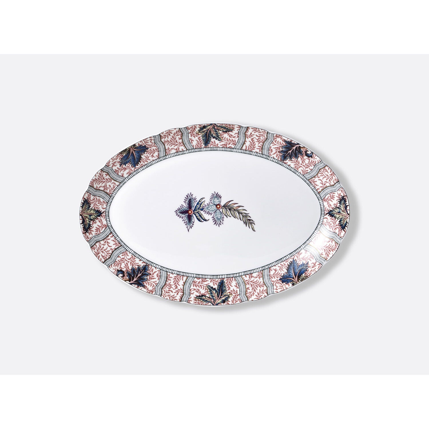 Bernardaud Oval platter 13", Limoges porcelain, Collection Braquenié collection, on a white background