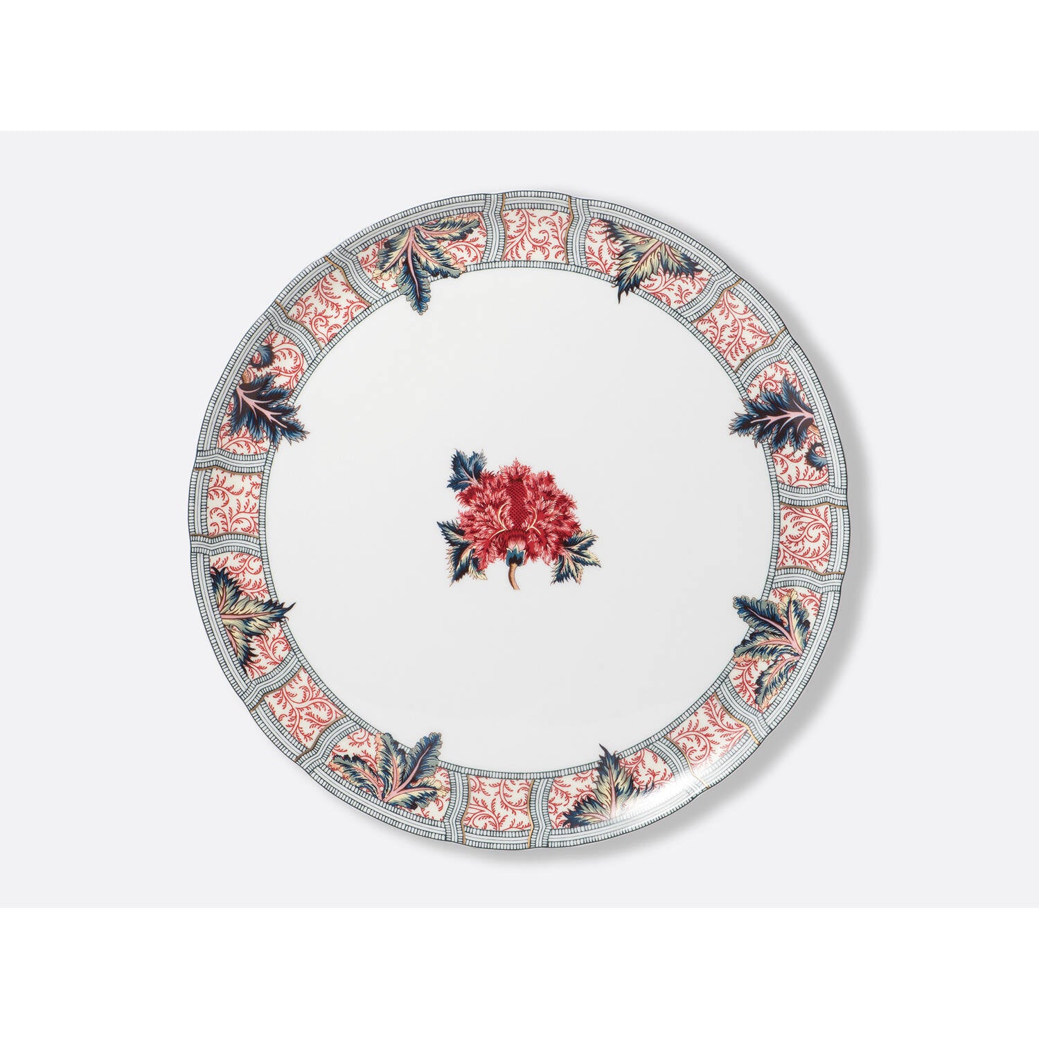 Bernardaud Round tart platter 13", Limoges porcelain, Collection Braquenié collection, on a white background