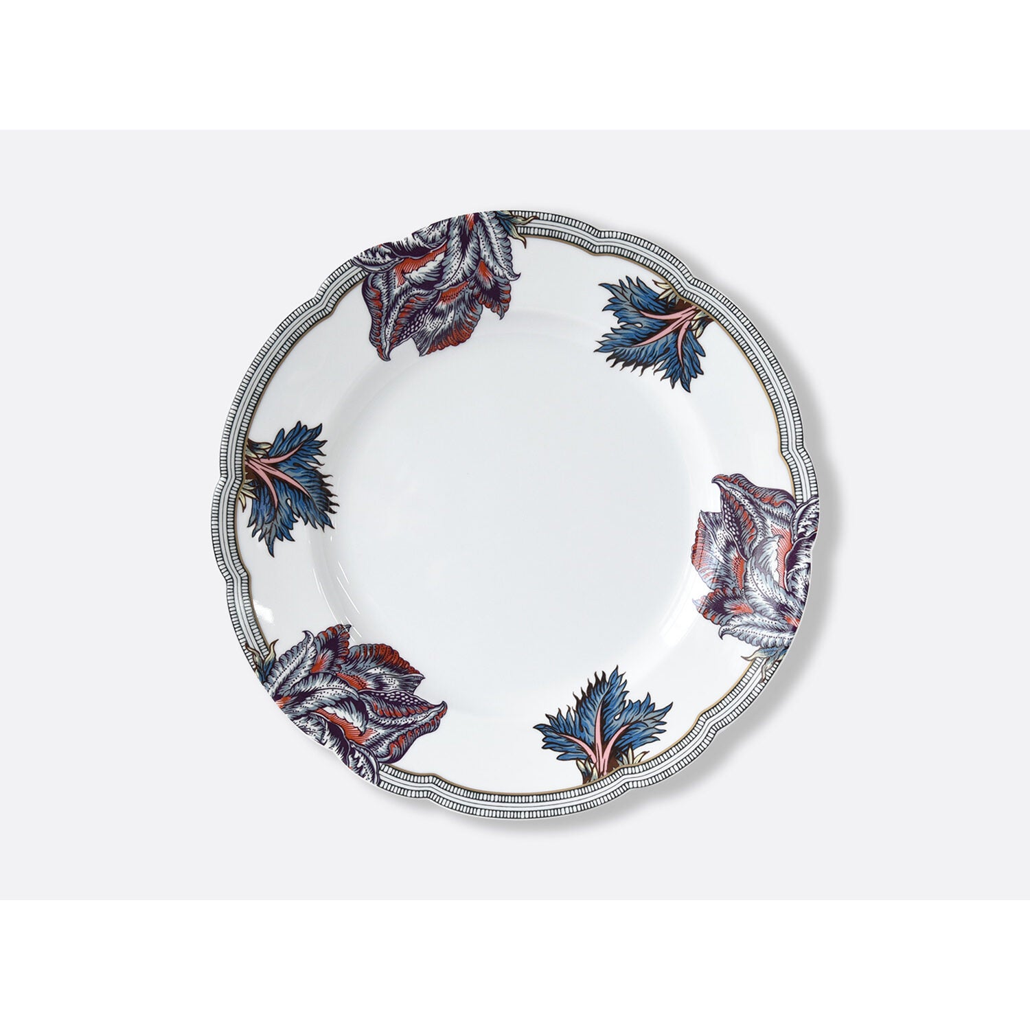 Bernardaud Set of 4 assorted dinner plates 10.6", Limoges porcelain, Collection Braquenié collection, detail view