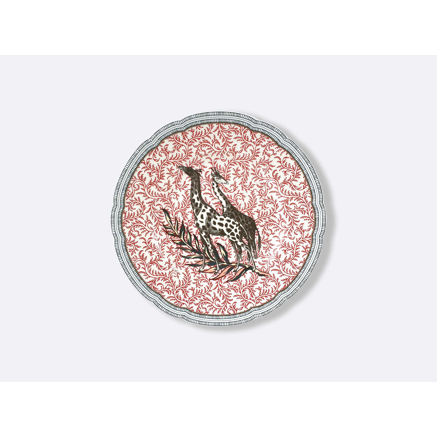 Bernardaud Set of 4 assorted salad plates 8.5", Limoges porcelain, Collection Braquenié collection, detail view