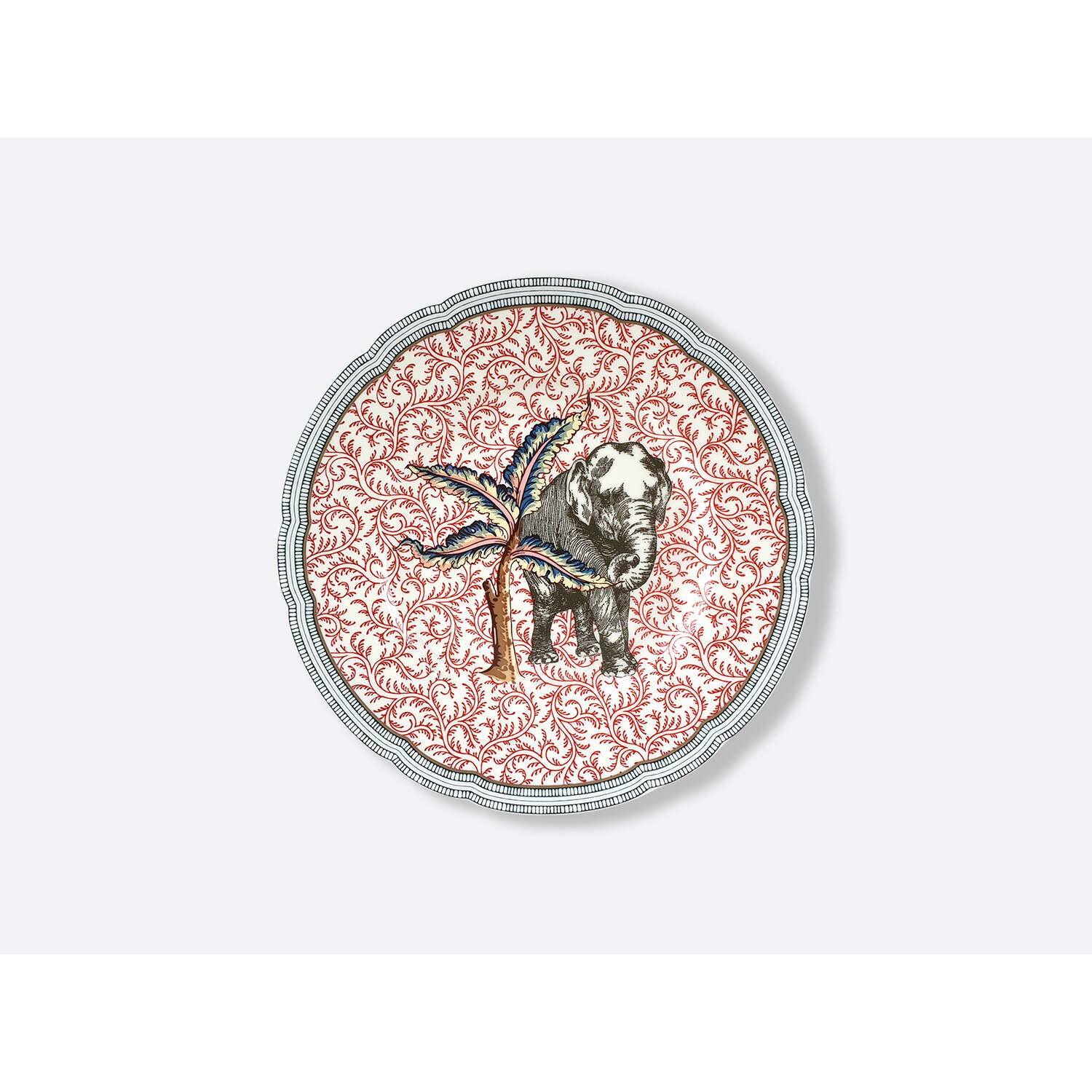 Bernardaud Set of 4 assorted salad plates 8.5", Limoges porcelain, Collection Braquenié collection, detail view