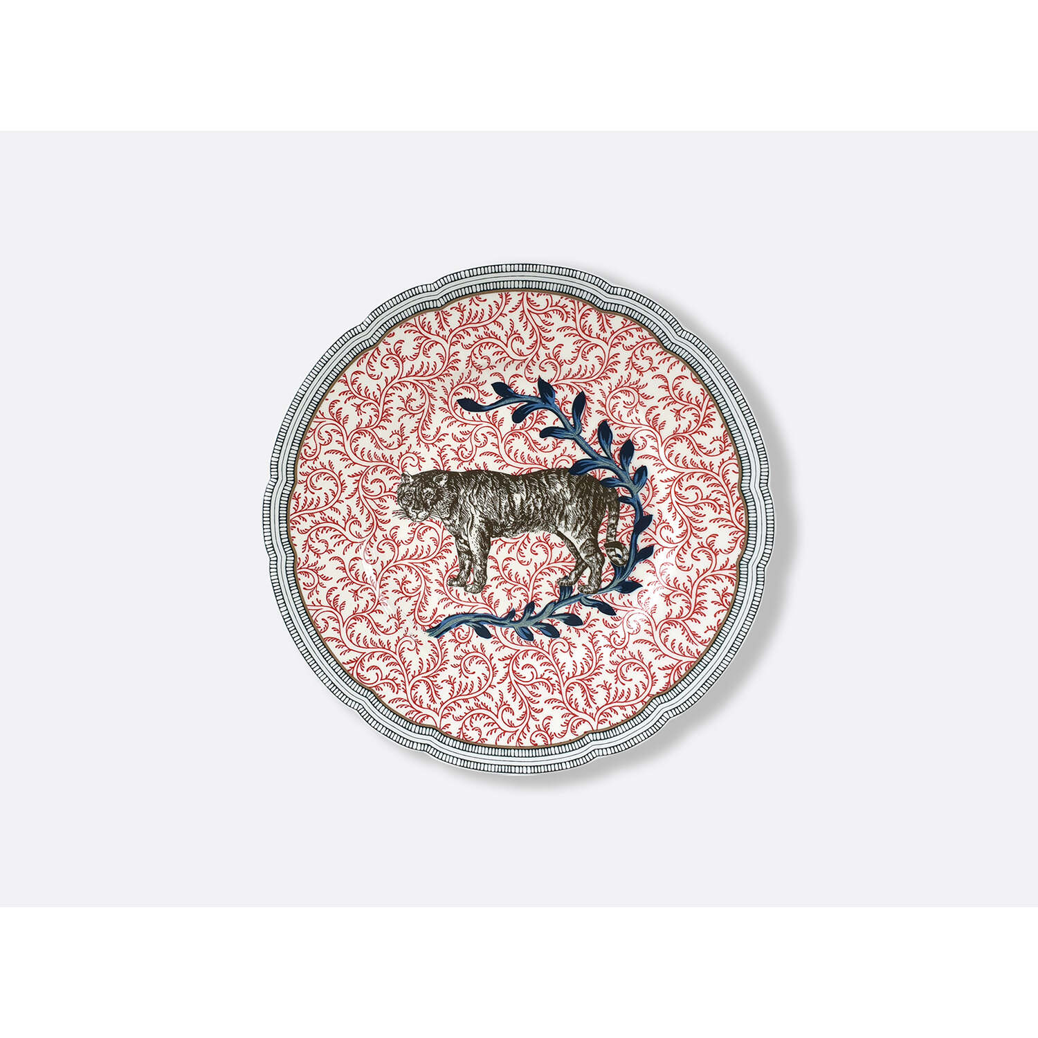 Bernardaud Set of 4 assorted salad plates 8.5", Limoges porcelain, Collection Braquenié collection, detail view