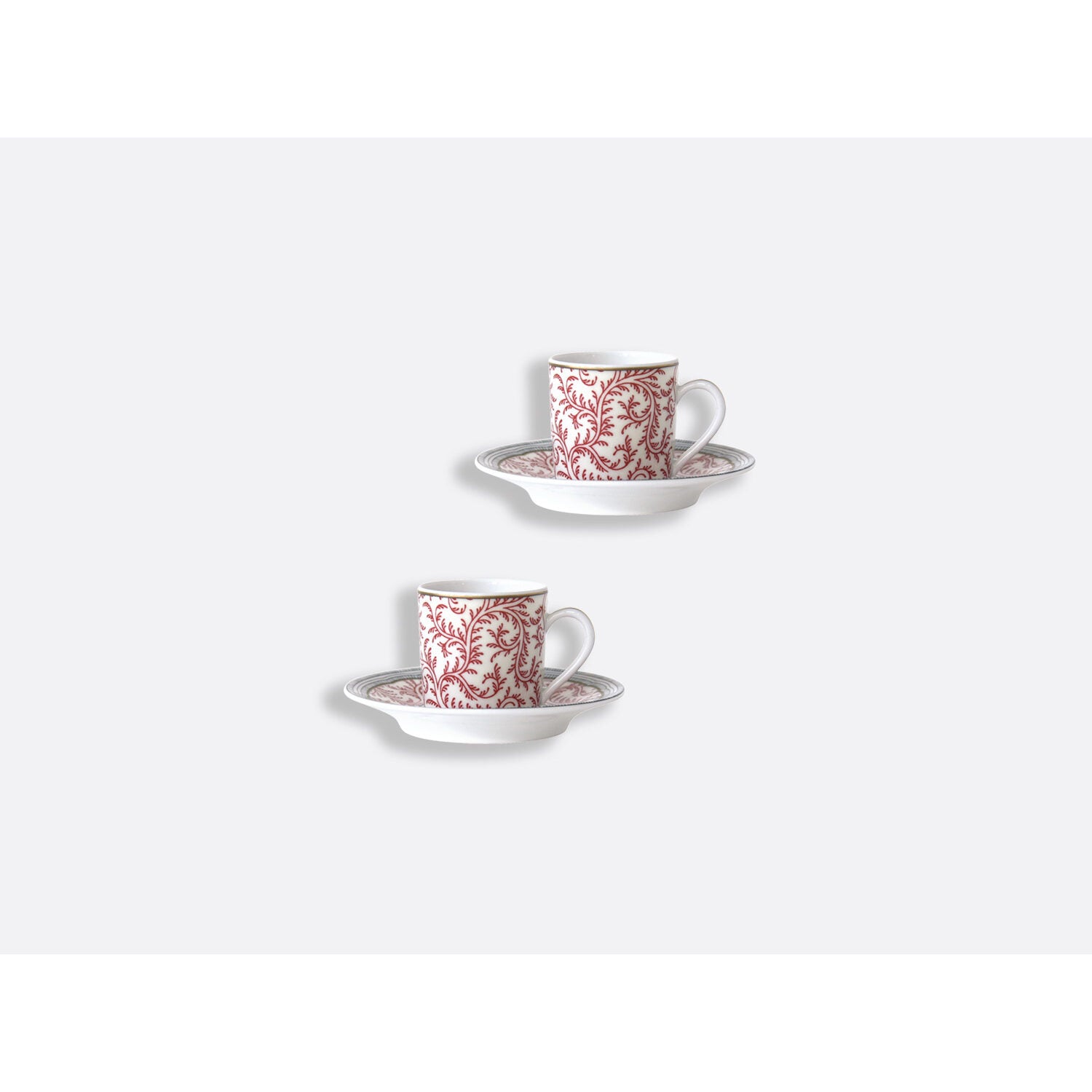 Bernardaud Set of moka cups and saucers 1.7 oz, Limoges porcelain, Collection Braquenié collection, detail view