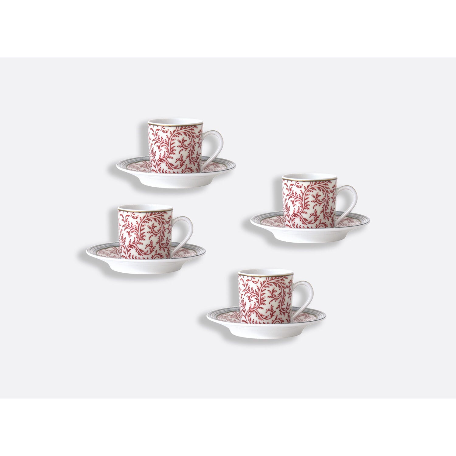 Bernardaud Set of moka cups and saucers 1.7 oz, Limoges porcelain, Collection Braquenié collection, detail view