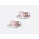 Bernardaud Set of tea cups and saucers 5 oz, Limoges porcelain, Collection Braquenié collection, detail view