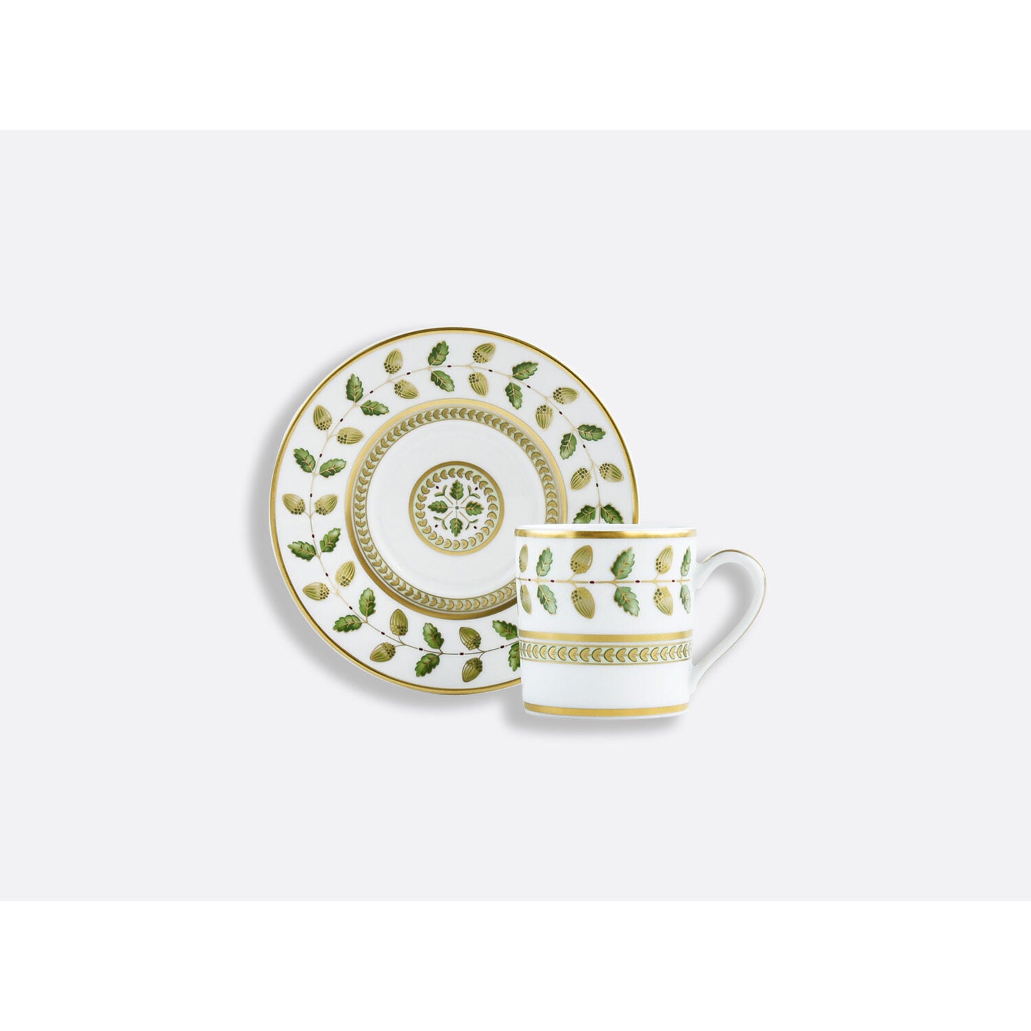 Bernardaud Espresso cup and saucer 3 oz, Limoges porcelain, Constance collection, detail view
