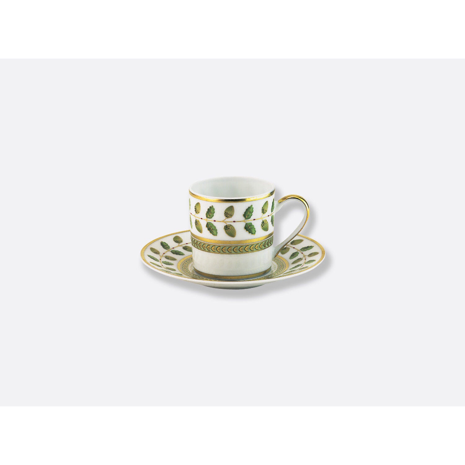 Bernardaud Espresso cup and saucer 3 oz, Limoges porcelain, Constance collection, on a white background