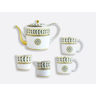 Bernardaud Gift set of 1 teapot, 2 mugs, 1 sugar bowl, 1 creamer, Limoges porcelain, Constance collection, on a white background