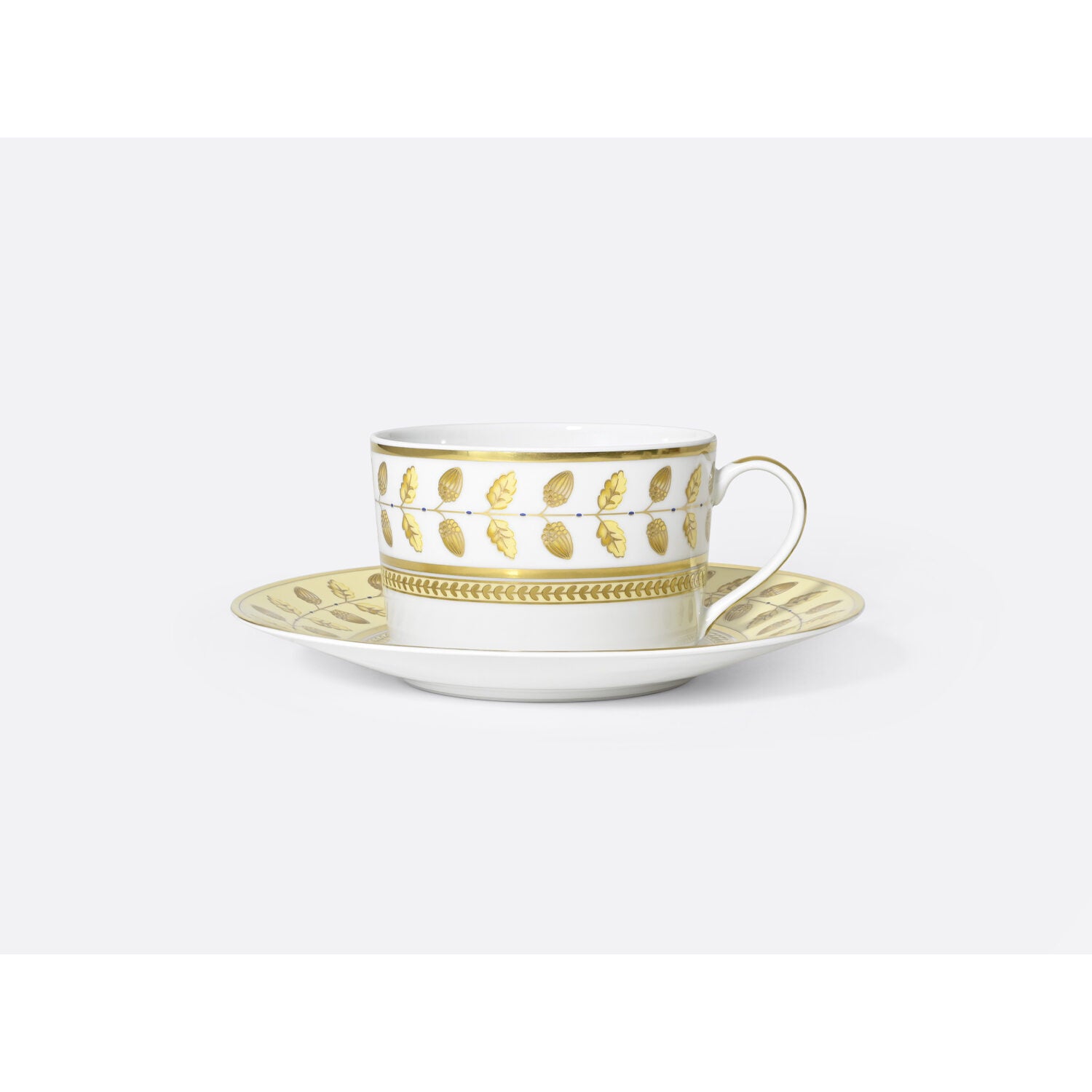 Bernardaud Breakfast cup and saucer 8.5 oz, Limoges porcelain, Constance Jaune collection, detail view