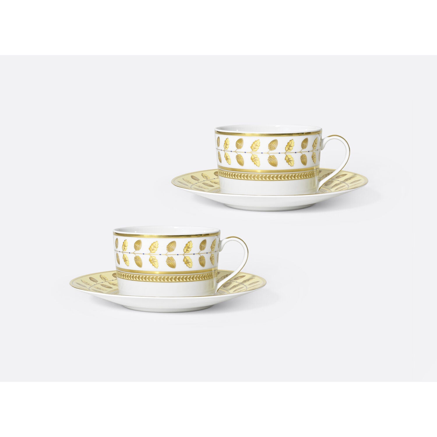 Bernardaud Breakfast cup and saucer 8.5 oz, Limoges porcelain, Constance Jaune collection, detail view
