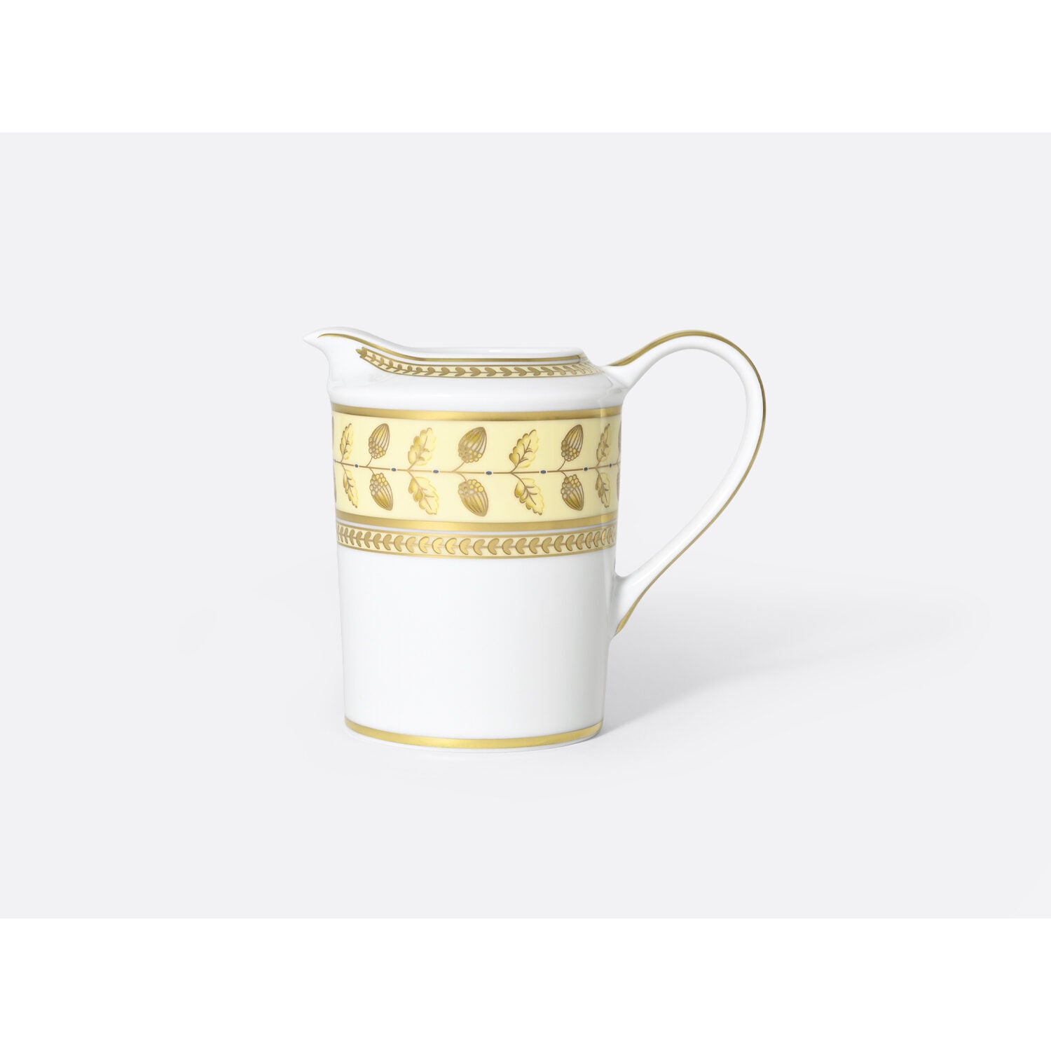 Bernardaud Creamer 10 oz, Limoges porcelain, Constance Jaune collection, on a white background