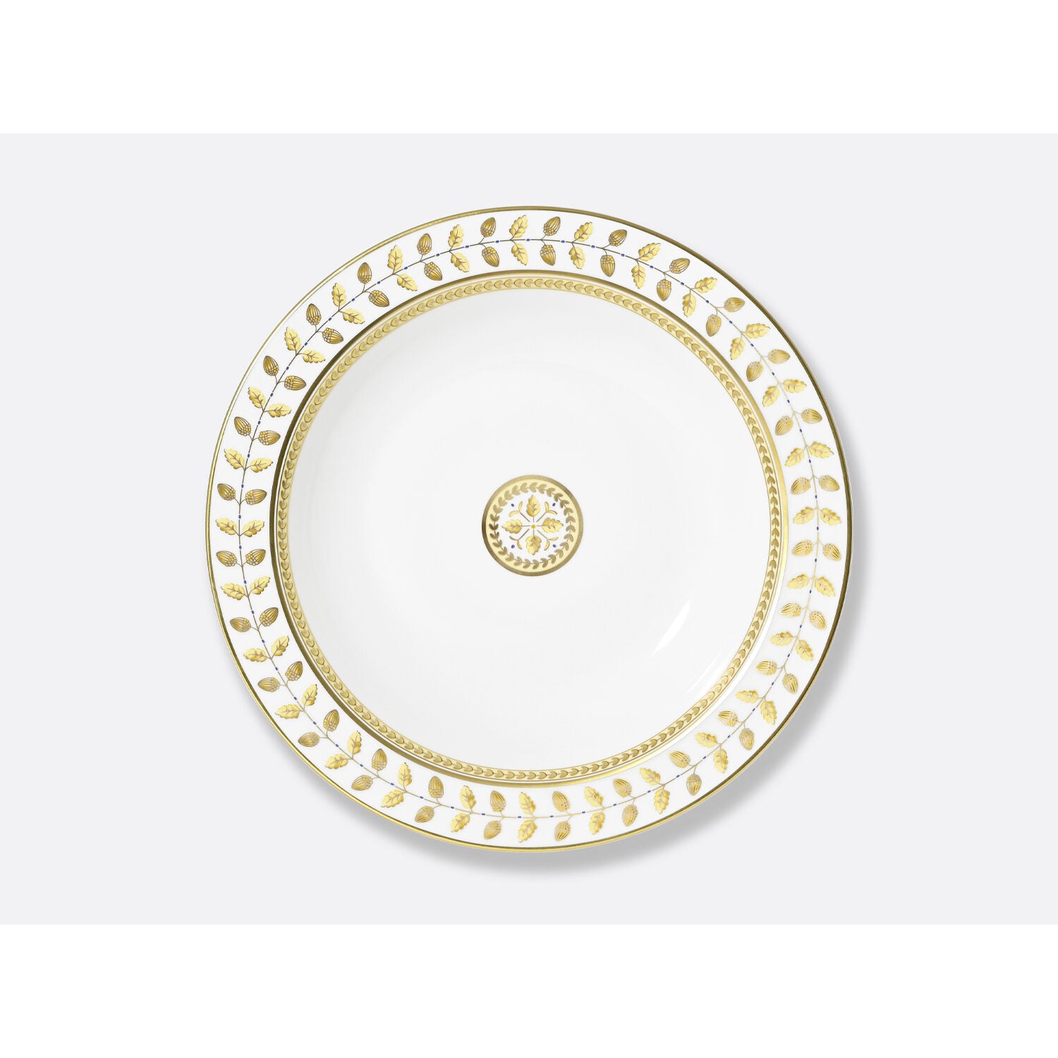 Bernardaud Deep round dish 11.5", Limoges porcelain, Constance Jaune collection, on a white background