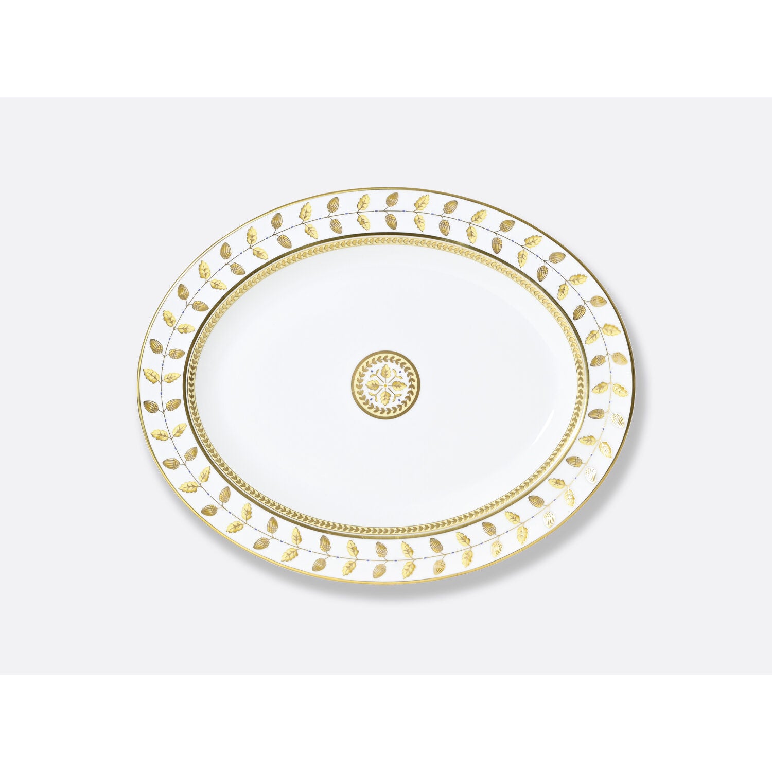Bernardaud Oval platter 13", Limoges porcelain, Constance Jaune collection, on a white background