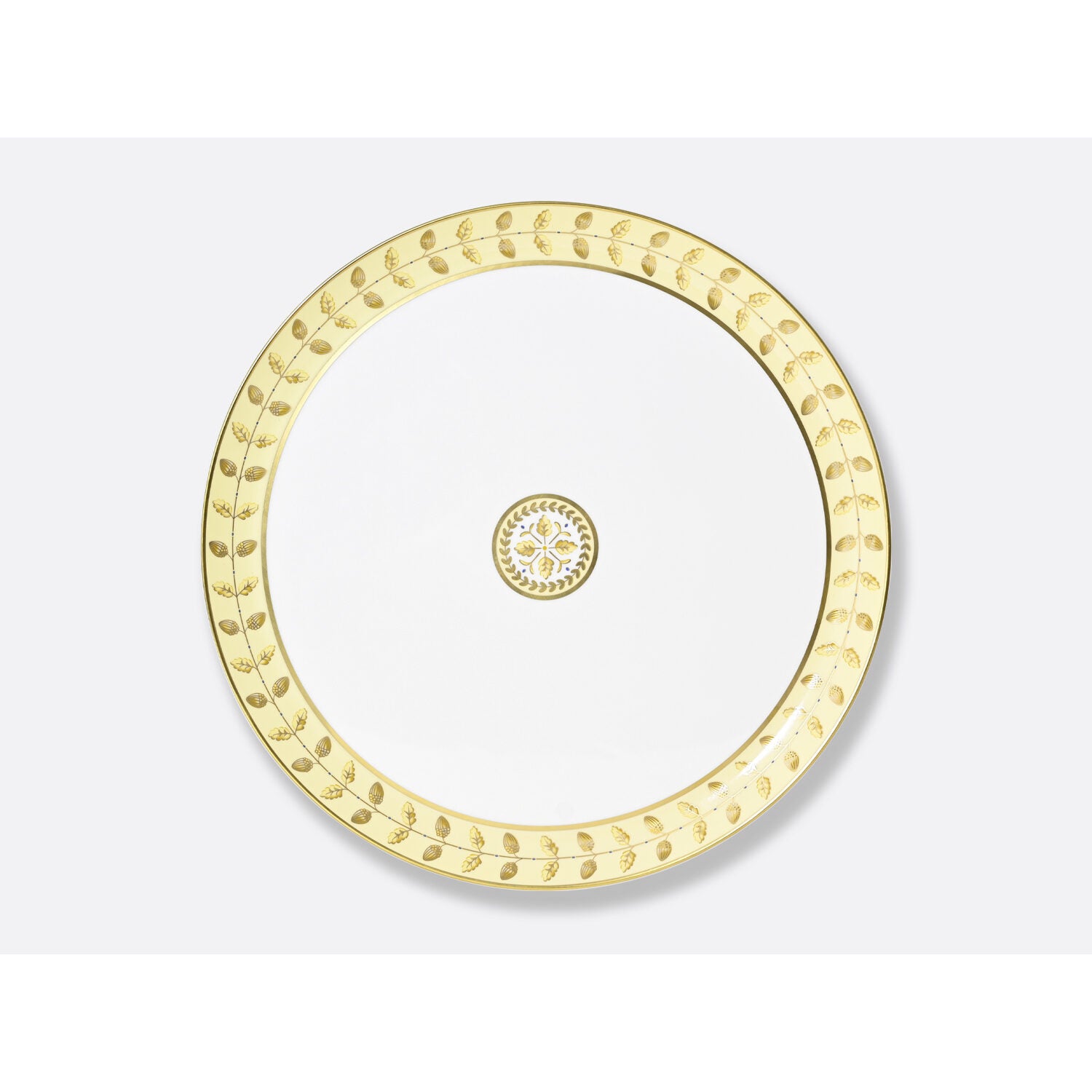 Bernardaud Round tart platter 13", Limoges porcelain, Constance Jaune collection, on a white background