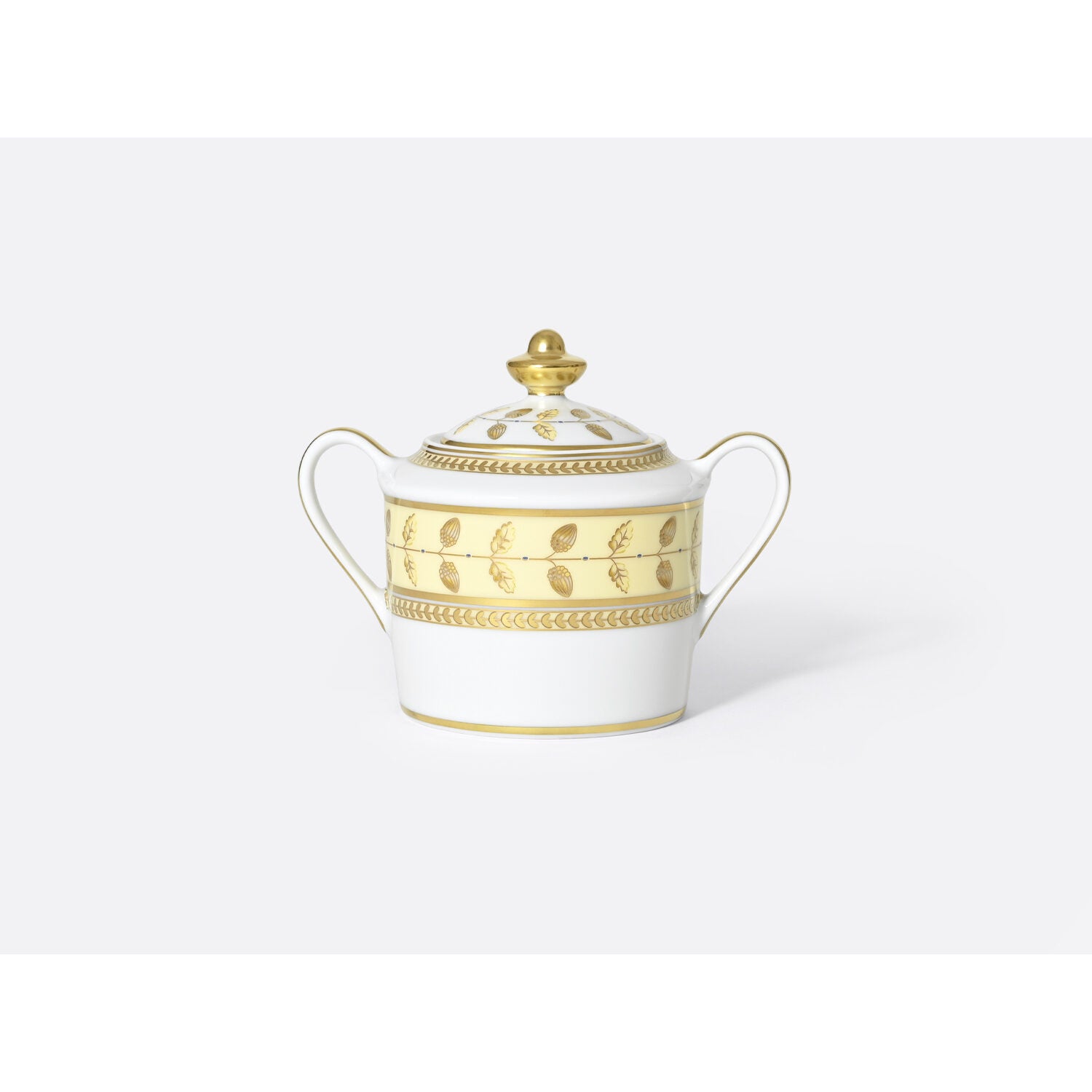Bernardaud Sugar bowl 6.8 oz, Limoges porcelain, Constance Jaune collection, on a white background