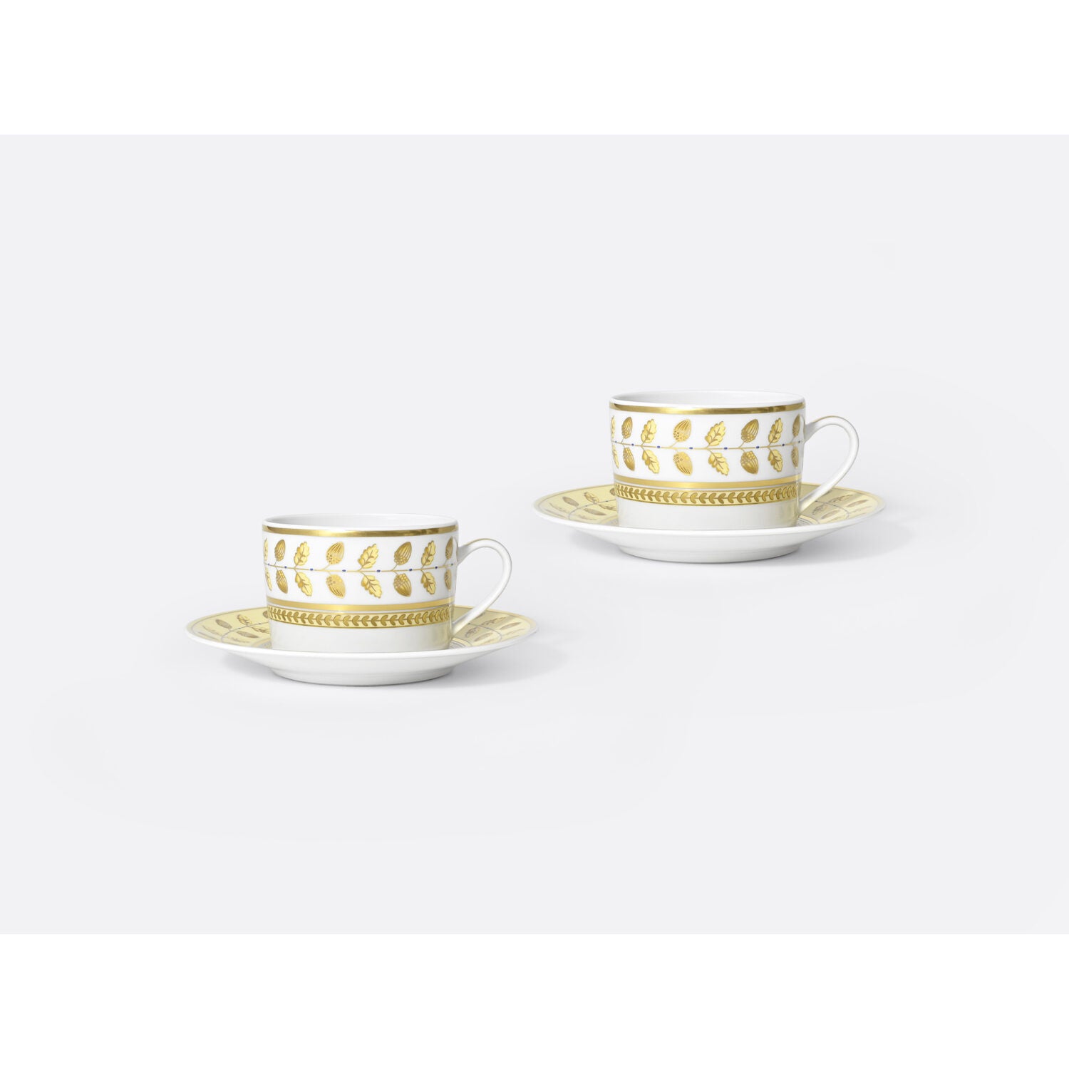 Bernardaud Tea cup and saucer 4.5 oz gift box, Limoges porcelain, Constance Jaune collection, detail view