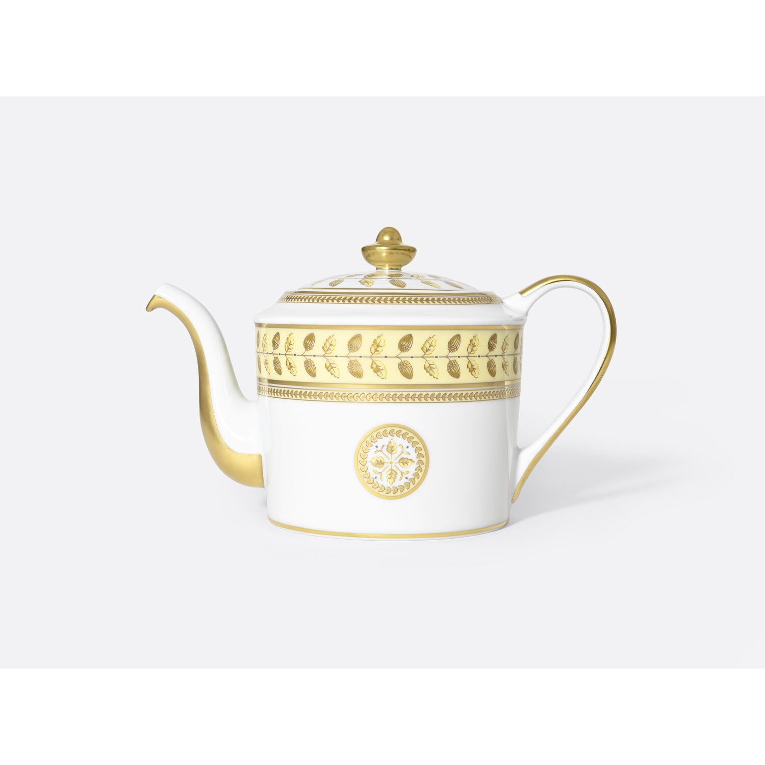 Bernardaud Teapot 34 oz, Limoges porcelain, Constance Jaune collection, on a white background