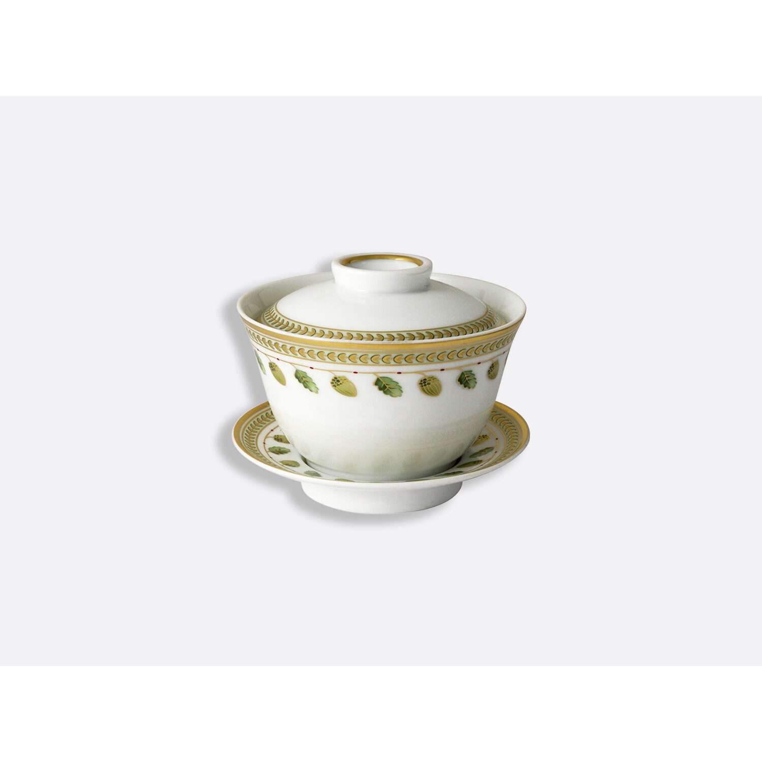 Bernardaud Small covered cup 3.5 oz, Limoges porcelain, Constance collection, on a white background